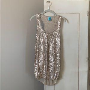 Gold sequin tank top